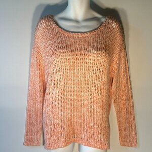 Talbots NWT SZ L Orange & White knit sweater textured Modern Minimalist Preppy